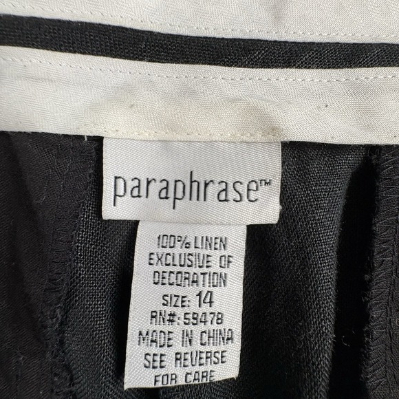 Paraphrase Pants 14 Black Linen Embroidered‎ Dragonfly Crop Whimsigoth Fairy Y2K - Picture 10 of 12